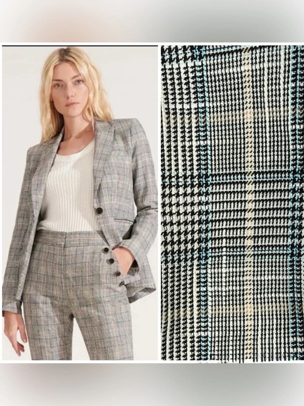 NWT VERONICA BEARD GIA Dickey Jacket-Blue Multi GreyPlaid Dickey Compatible Sz 6